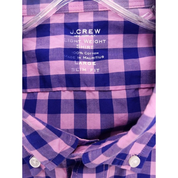 J.Crew Lightweight Slim Fit Button Down Shirt Mens Large Pink Purple‎ Check - Picture 7 of 7